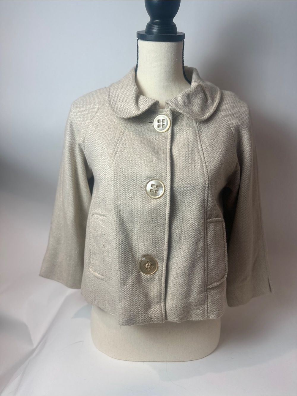 Vertigo Paris Gold and Cream Short Button-Front Pea Coat never worn!!